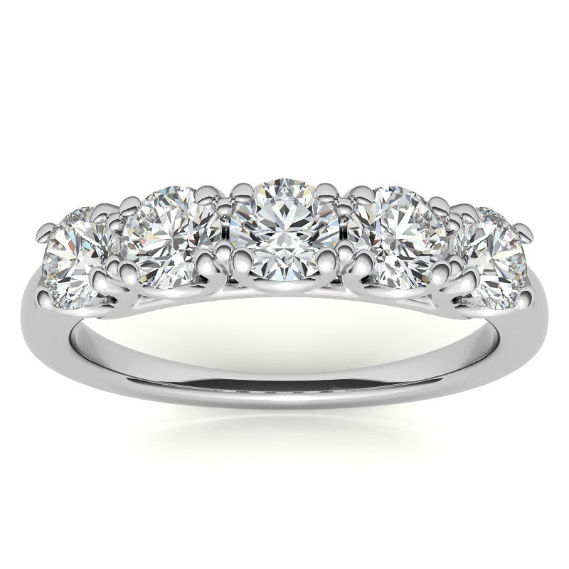 Round Brilliant Moissanite U Prong Anniversary Ring