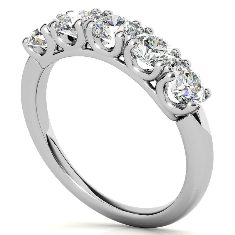 Round Brilliant Moissanite U Prong Anniversary Ring