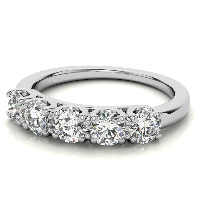 Round Brilliant Moissanite U Prong Anniversary Ring