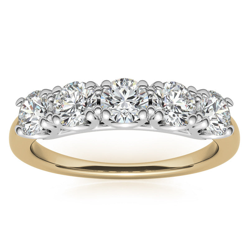 Round Brilliant Moissanite U Prong Anniversary Ring