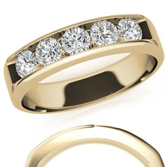 1.25ct 4mm Mens 5-stone Round Brilliant Moissanite Wedding Ring