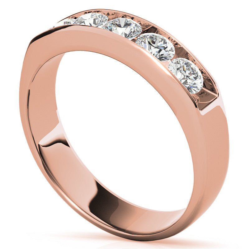 1.25ct 4mm Mens 5-stone Round Brilliant Moissanite Wedding Ring