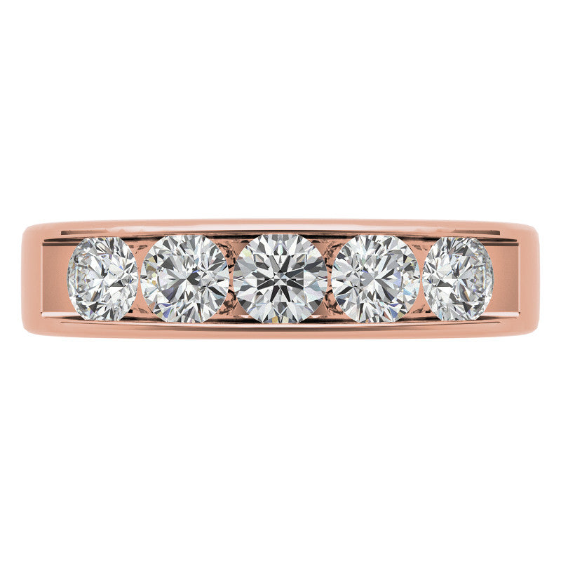 1.25ct 4mm Mens 5-stone Round Brilliant Moissanite Wedding Ring