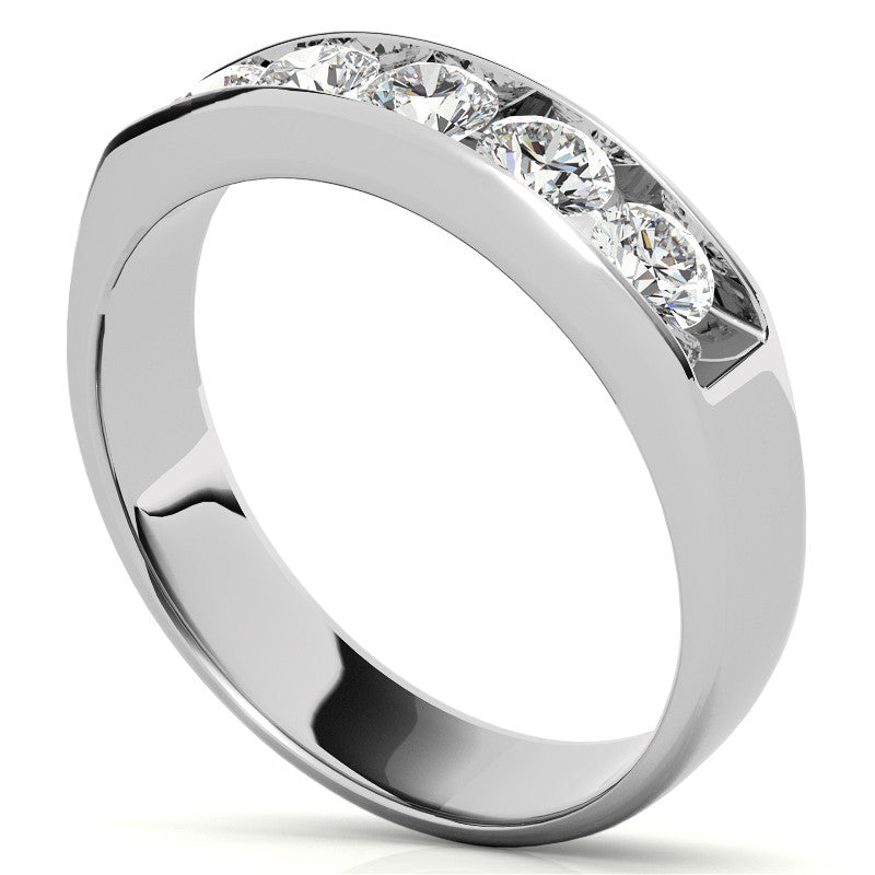 1.25ct 4mm Mens 5-stone Round Brilliant Moissanite Wedding Ring