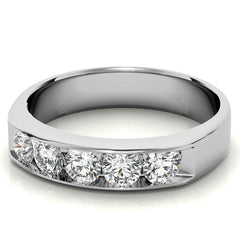 1.25ct 4mm Mens 5-stone Round Brilliant Moissanite Wedding Ring