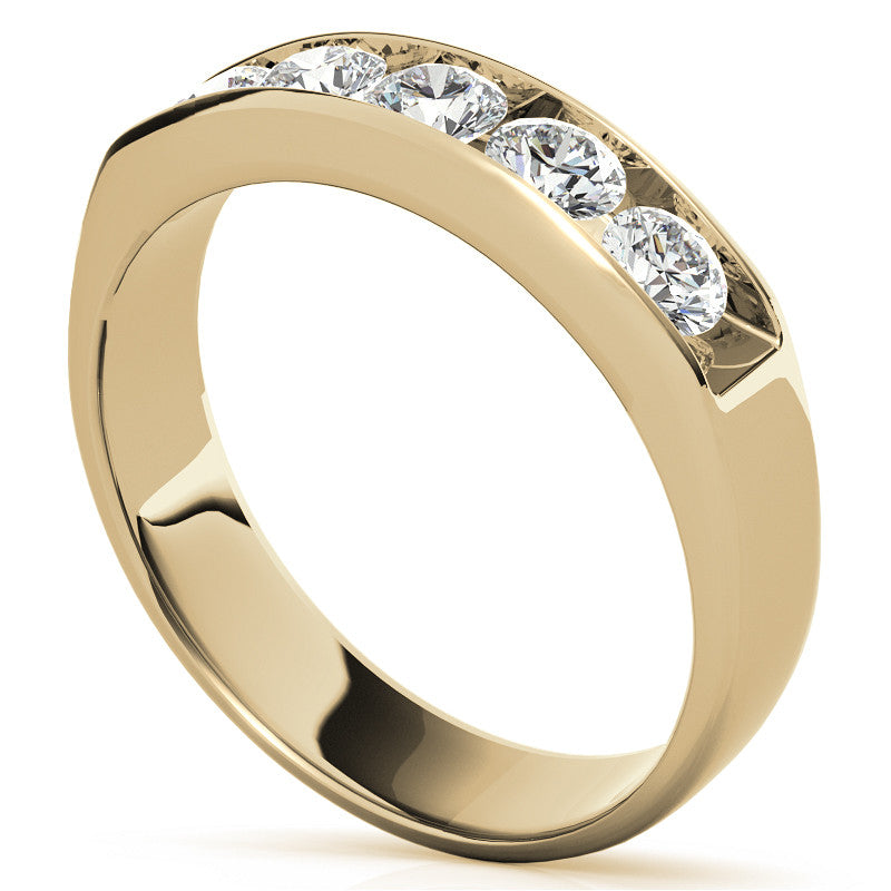 1.25ct 4mm Mens 5-stone Round Brilliant Moissanite Wedding Ring