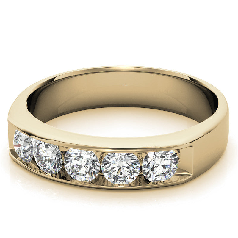1.25ct 4mm Mens 5-stone Round Brilliant Moissanite Wedding Ring