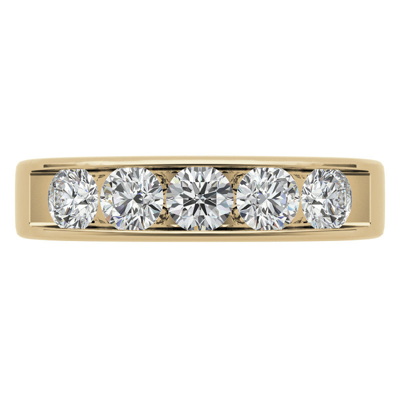 1.25ct 4mm Mens 5-stone Round Brilliant Moissanite Wedding Ring