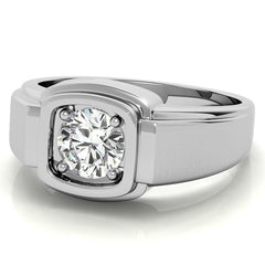 1ct 6.5mm Men's Round Brilliant Moissanite Wedding Ring; 14k White/Yellow