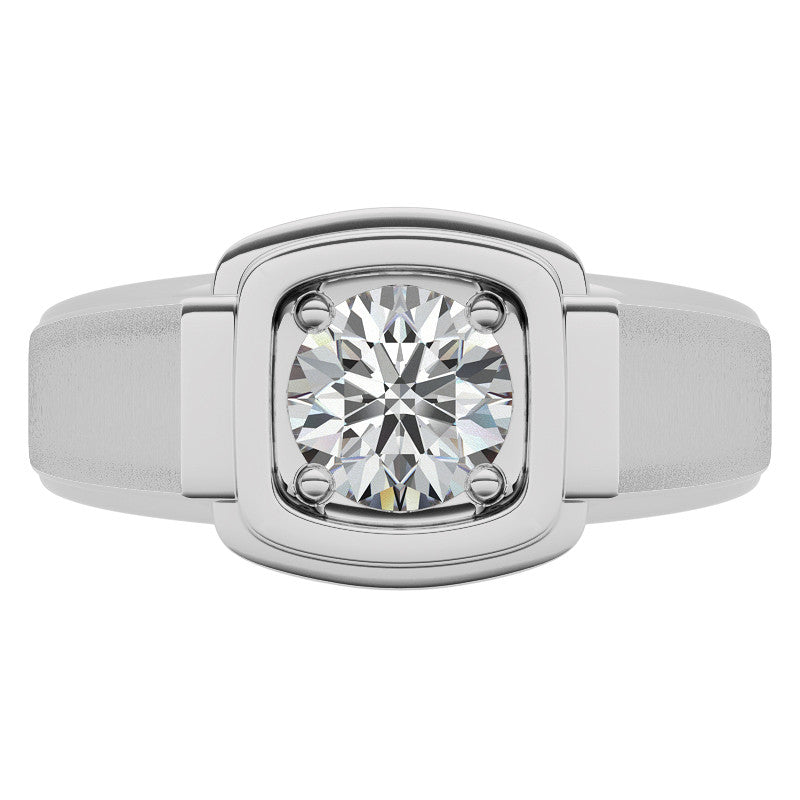 1ct 6.5mm Men's Round Brilliant Moissanite Wedding Ring; 14k White/Yellow