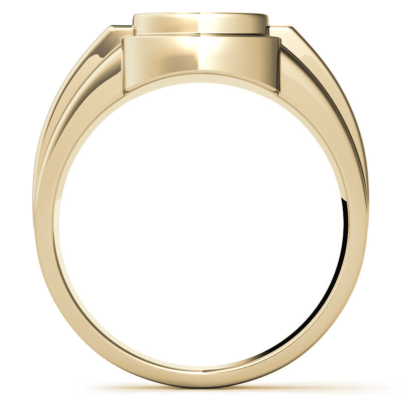 1ct 6.5mm Men's Round Brilliant Moissanite Wedding Ring; 14k White/Yellow