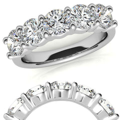 5-Stone 5mm Round Brilliant Moissanite Shared-Prong Ring 2.5ct