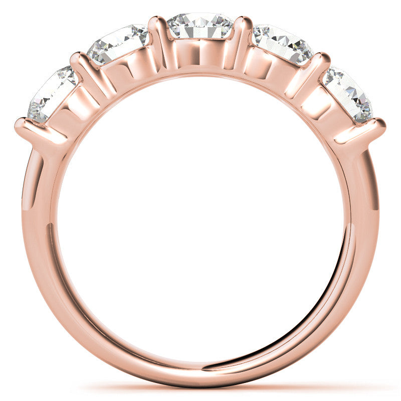 5-Stone 5mm Round Brilliant Moissanite Shared-Prong Ring 2.5ct