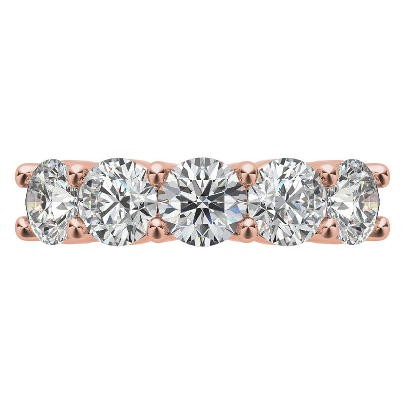 5-Stone 5mm Round Brilliant Moissanite Shared-Prong Ring 2.5ct