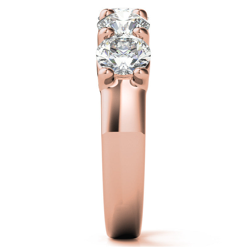 5-Stone 5mm Round Brilliant Moissanite Shared-Prong Ring 2.5ct