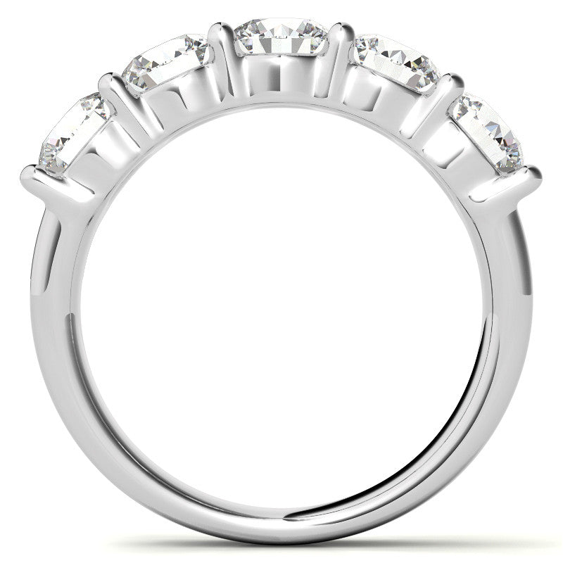5-Stone 5mm Round Brilliant Moissanite Shared-Prong Ring 2.5ct