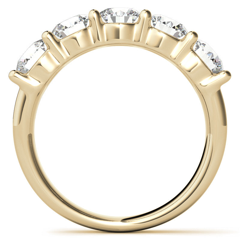 5-Stone 5mm Round Brilliant Moissanite Shared-Prong Ring 2.5ct