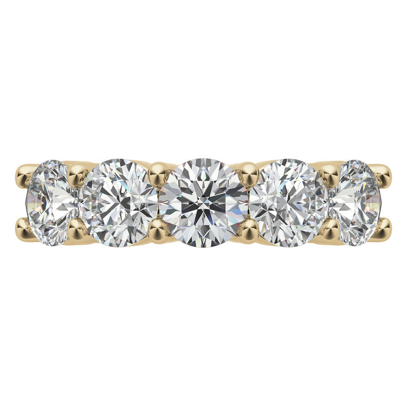 5-Stone 5mm Round Brilliant Moissanite Shared-Prong Ring 2.5ct