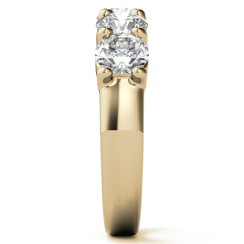 5-Stone 5mm Round Brilliant Moissanite Shared-Prong Ring 2.5ct