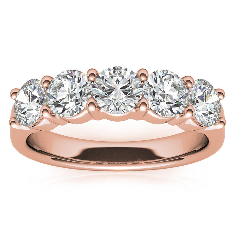 5-Stone 4.5mm Round Brilliant Moissanite Shared-Prong Ring 1.75ct