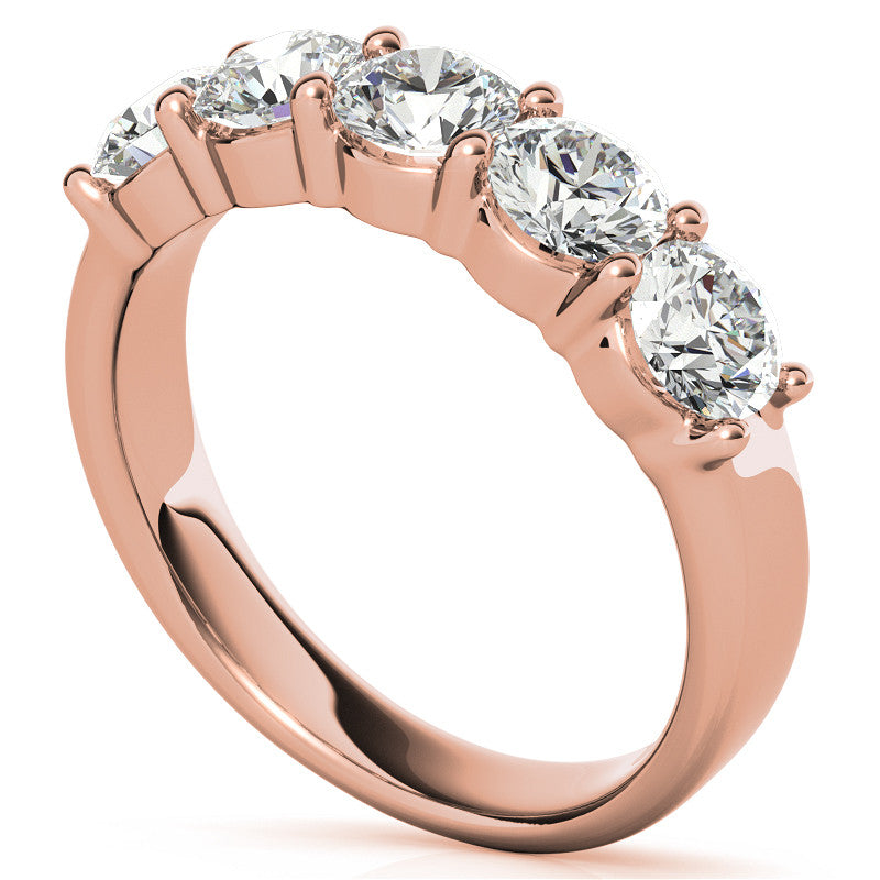 5-Stone 4.5mm Round Brilliant Moissanite Shared-Prong Ring 1.75ct