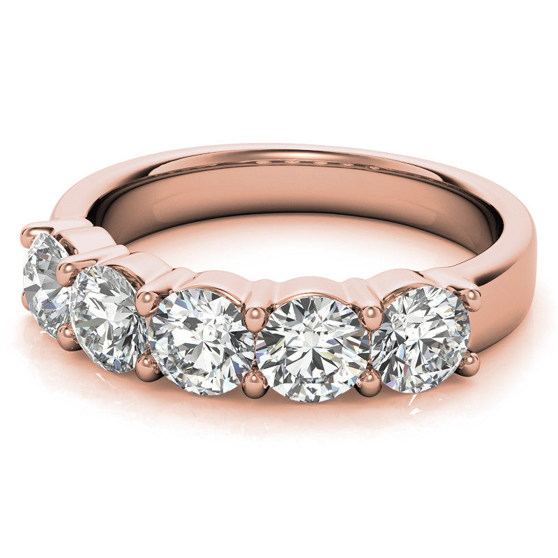 5-Stone 4.5mm Round Brilliant Moissanite Shared-Prong Ring 1.75ct