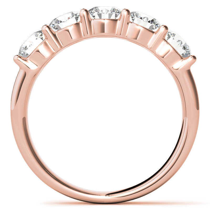 5-Stone 4.5mm Round Brilliant Moissanite Shared-Prong Ring 1.75ct
