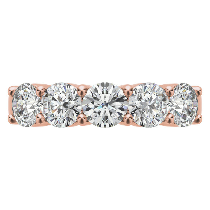 5-Stone 4.5mm Round Brilliant Moissanite Shared-Prong Ring 1.75ct