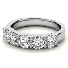 5-Stone 4.5mm Round Brilliant Moissanite Shared-Prong Ring 1.75ct