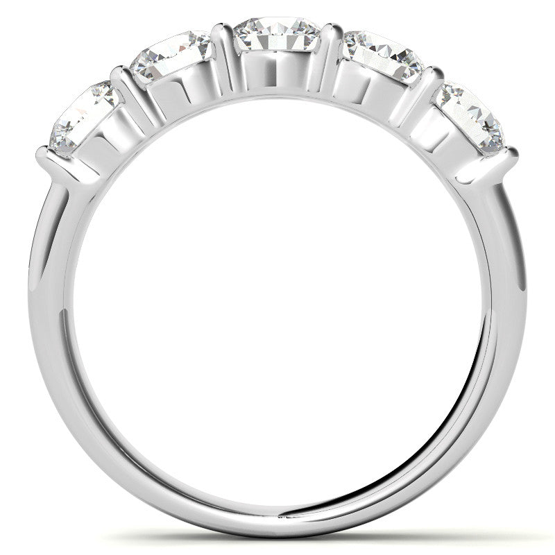 5-Stone 4.5mm Round Brilliant Moissanite Shared-Prong Ring 1.75ct