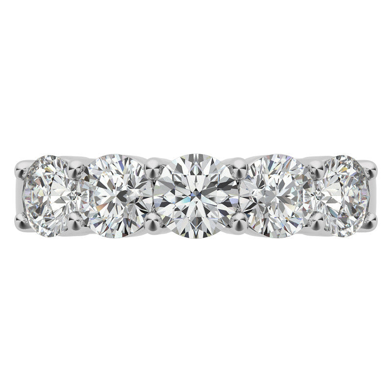 5-Stone 4.5mm Round Brilliant Moissanite Shared-Prong Ring 1.75ct