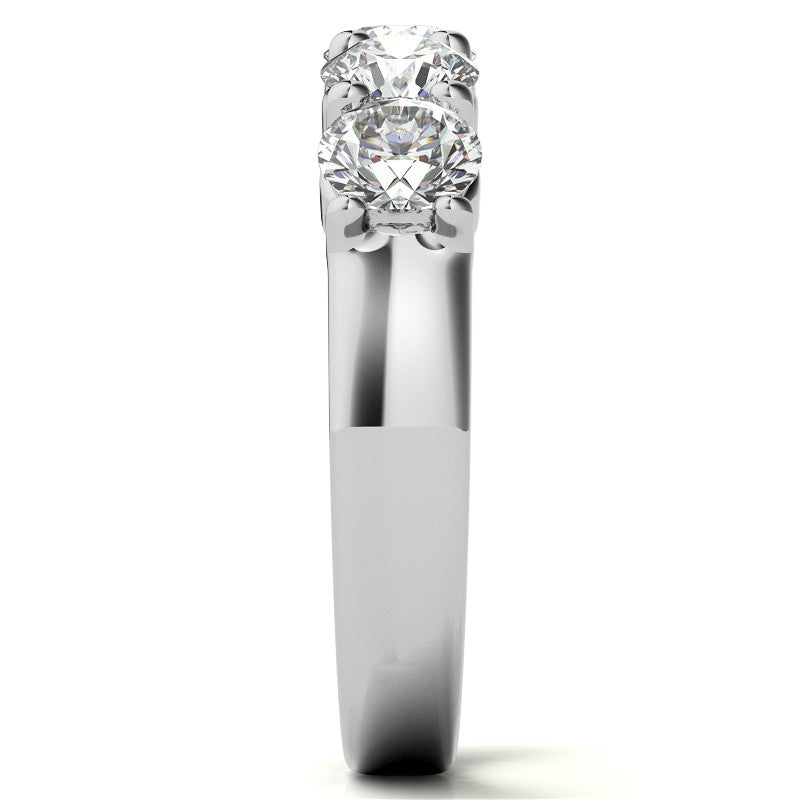 5-Stone 4.5mm Round Brilliant Moissanite Shared-Prong Ring 1.75ct