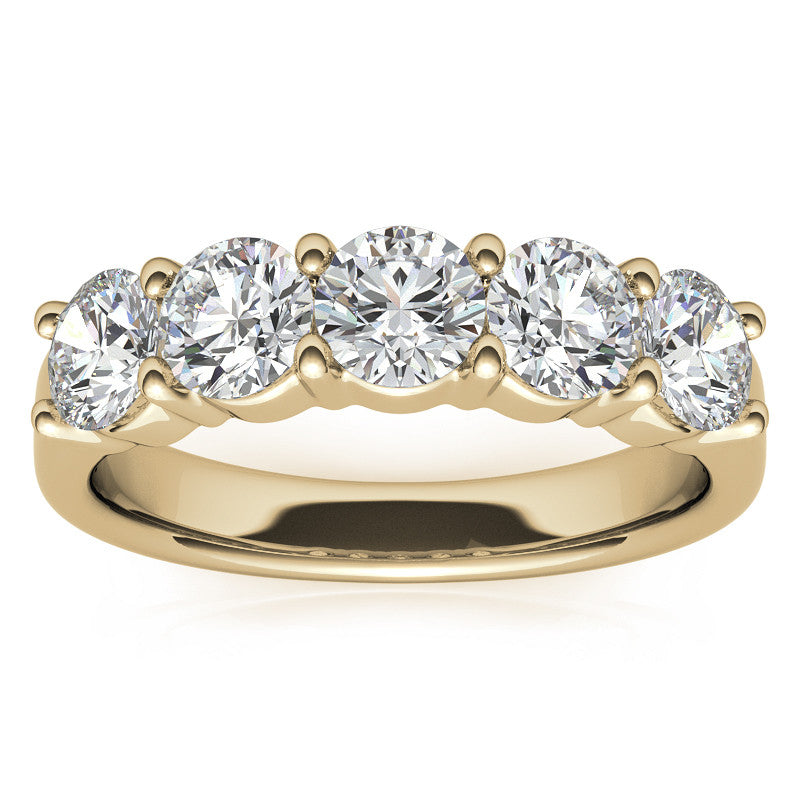 5-Stone 4.5mm Round Brilliant Moissanite Shared-Prong Ring 1.75ct