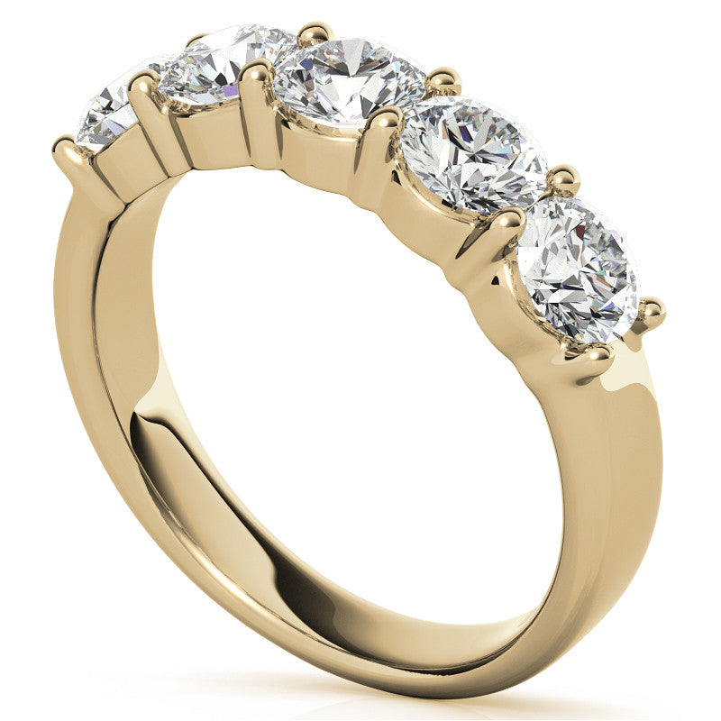 5-Stone 4.5mm Round Brilliant Moissanite Shared-Prong Ring 1.75ct