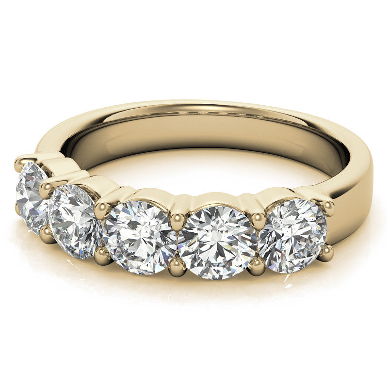 5-Stone 4.5mm Round Brilliant Moissanite Shared-Prong Ring 1.75ct