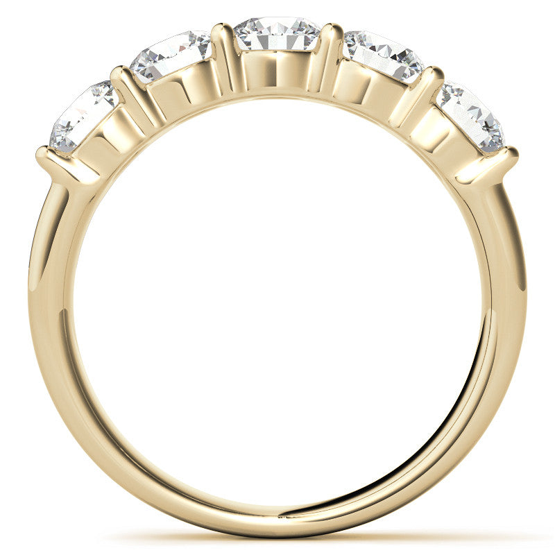 5-Stone 4.5mm Round Brilliant Moissanite Shared-Prong Ring 1.75ct