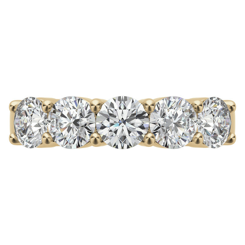5-Stone 4.5mm Round Brilliant Moissanite Shared-Prong Ring 1.75ct