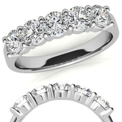 5-Stone 4mm Round Brilliant Moissanite Shared-Prong Ring 1.25ct