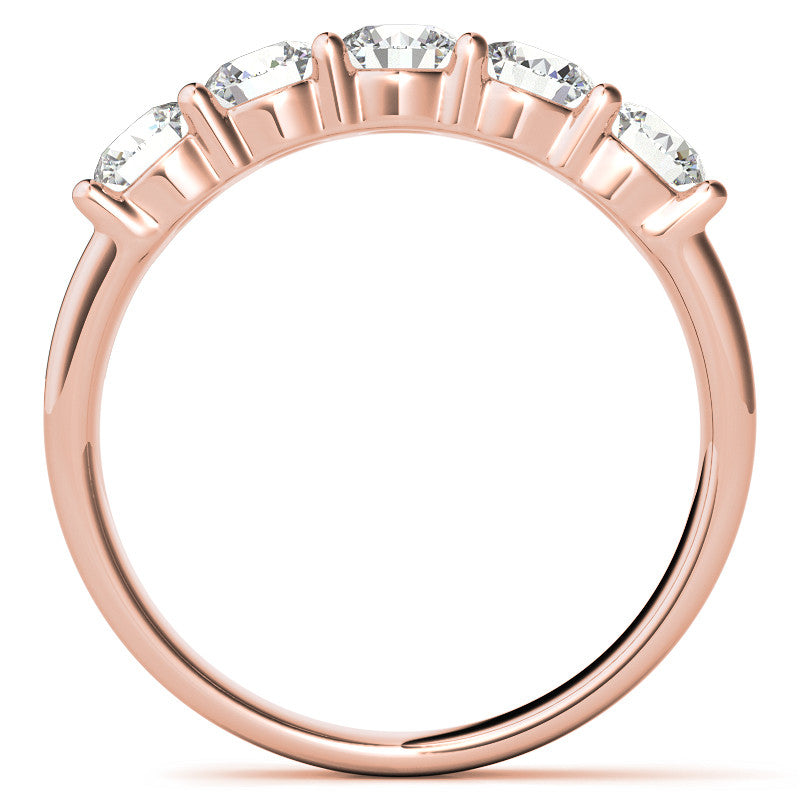 5-Stone 4mm Round Brilliant Moissanite Shared-Prong Ring 1.25ct