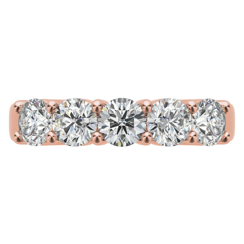 5-Stone 4mm Round Brilliant Moissanite Shared-Prong Ring 1.25ct