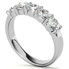 5-Stone 4mm Round Brilliant Moissanite Shared-Prong Ring 1.25ct