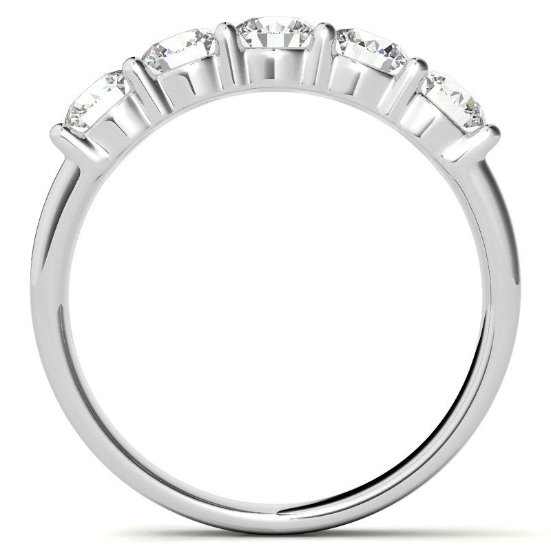 5-Stone 4mm Round Brilliant Moissanite Shared-Prong Ring 1.25ct