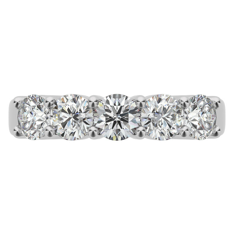 5-Stone 4mm Round Brilliant Moissanite Shared-Prong Ring 1.25ct