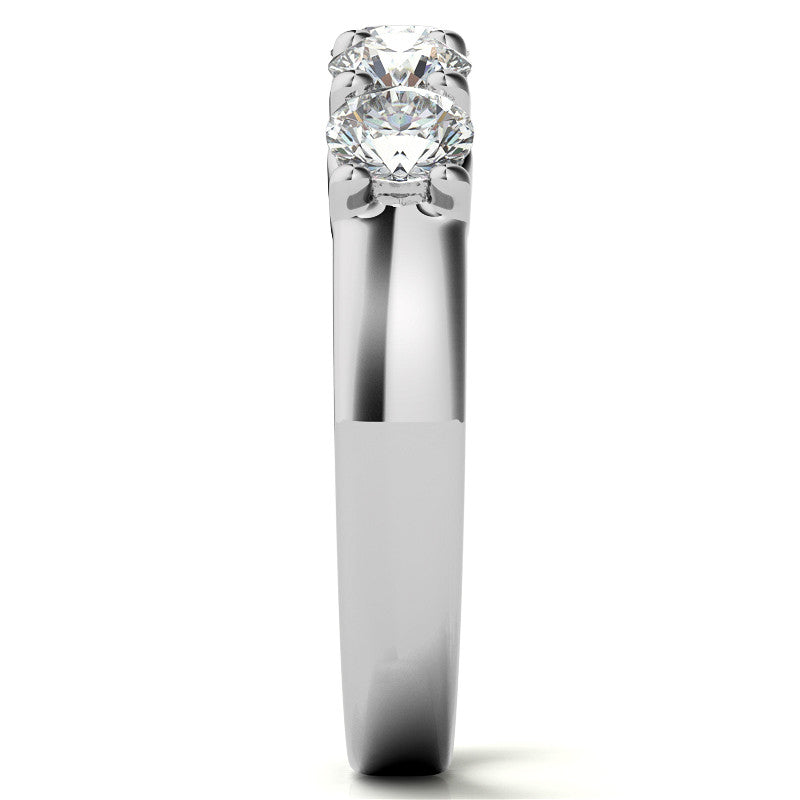 5-Stone 4mm Round Brilliant Moissanite Shared-Prong Ring 1.25ct