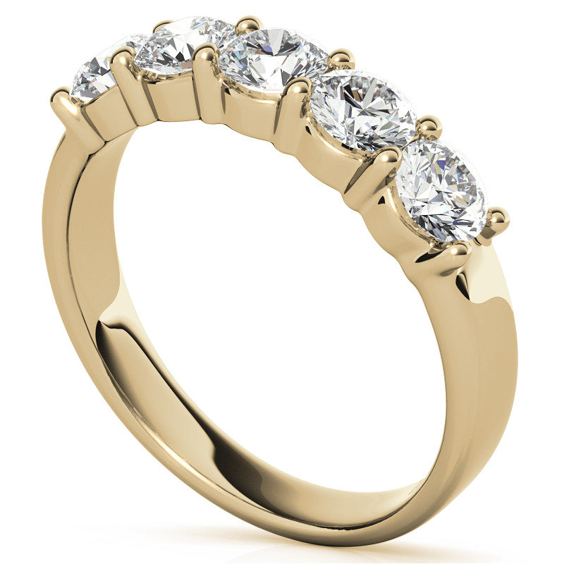 5-Stone 4mm Round Brilliant Moissanite Shared-Prong Ring 1.25ct