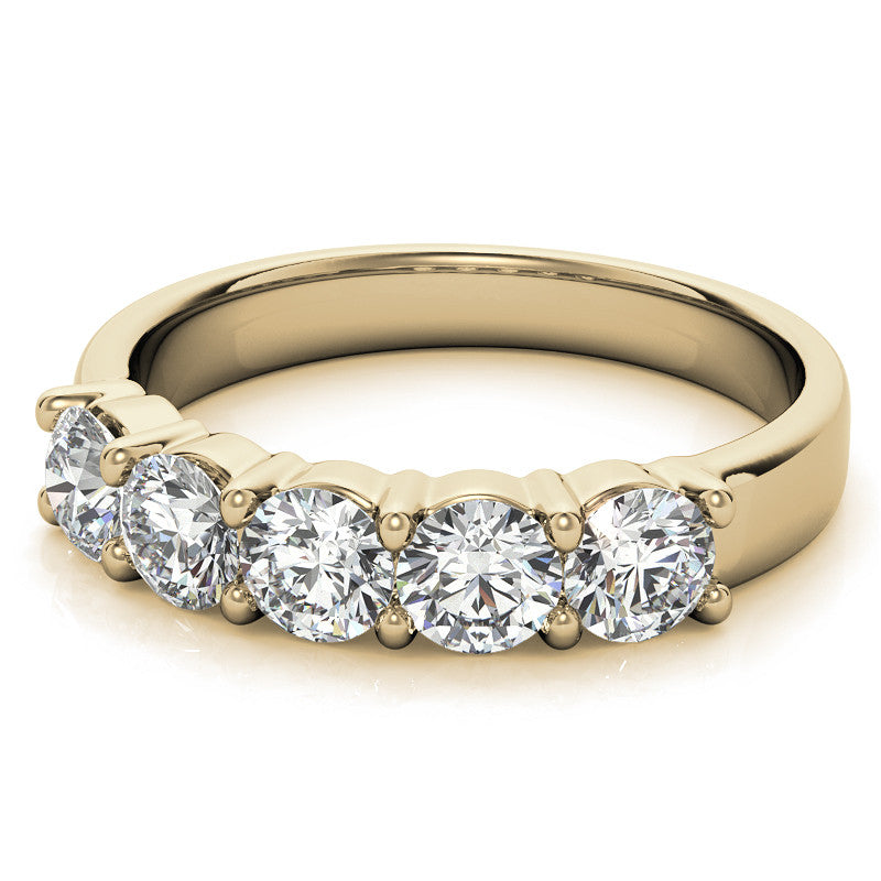 5-Stone 4mm Round Brilliant Moissanite Shared-Prong Ring 1.25ct