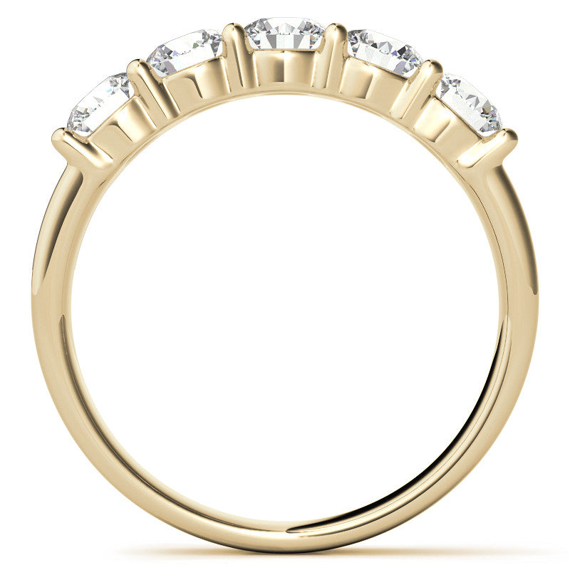 5-Stone 4mm Round Brilliant Moissanite Shared-Prong Ring 1.25ct