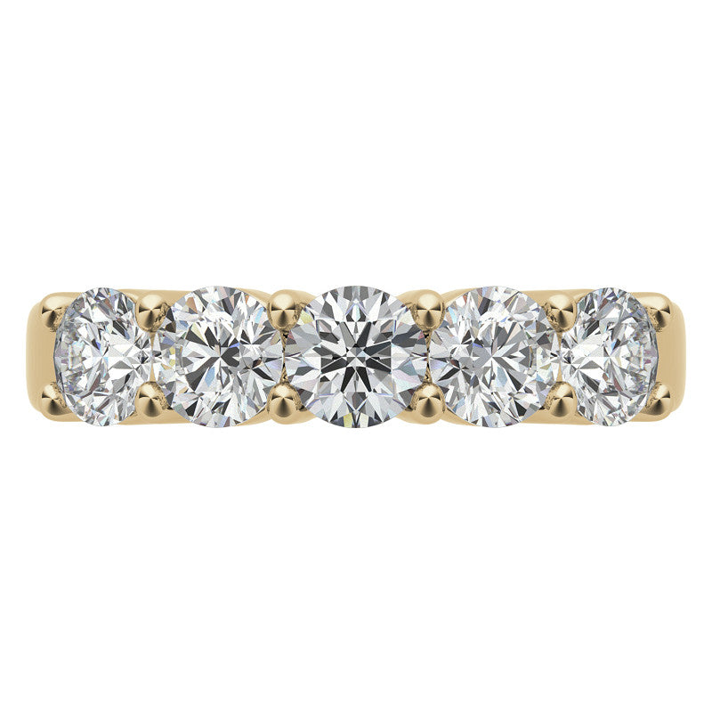 5-Stone 4mm Round Brilliant Moissanite Shared-Prong Ring 1.25ct