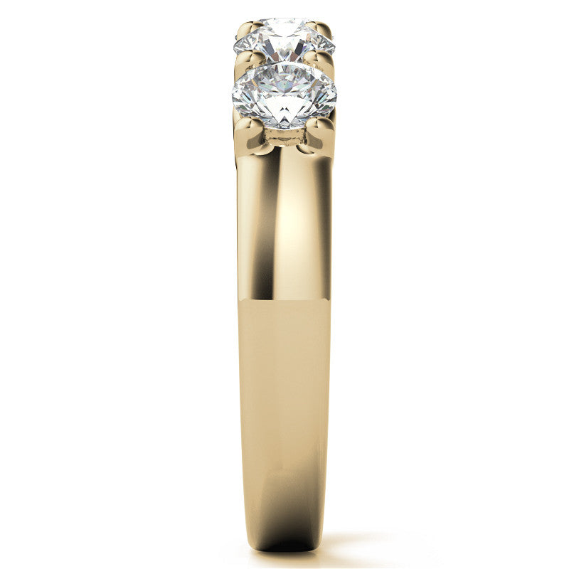 5-Stone 4mm Round Brilliant Moissanite Shared-Prong Ring 1.25ct