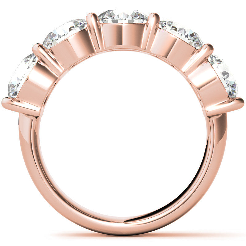 5-Stone 6mm Round Brilliant Moissanite Shared-Prong Ring 3.75ct